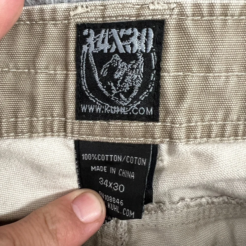 Kuhl KANVUS Jean 34x30 Outdoor Tan Cotton Vintage Patina Dye Distressed
